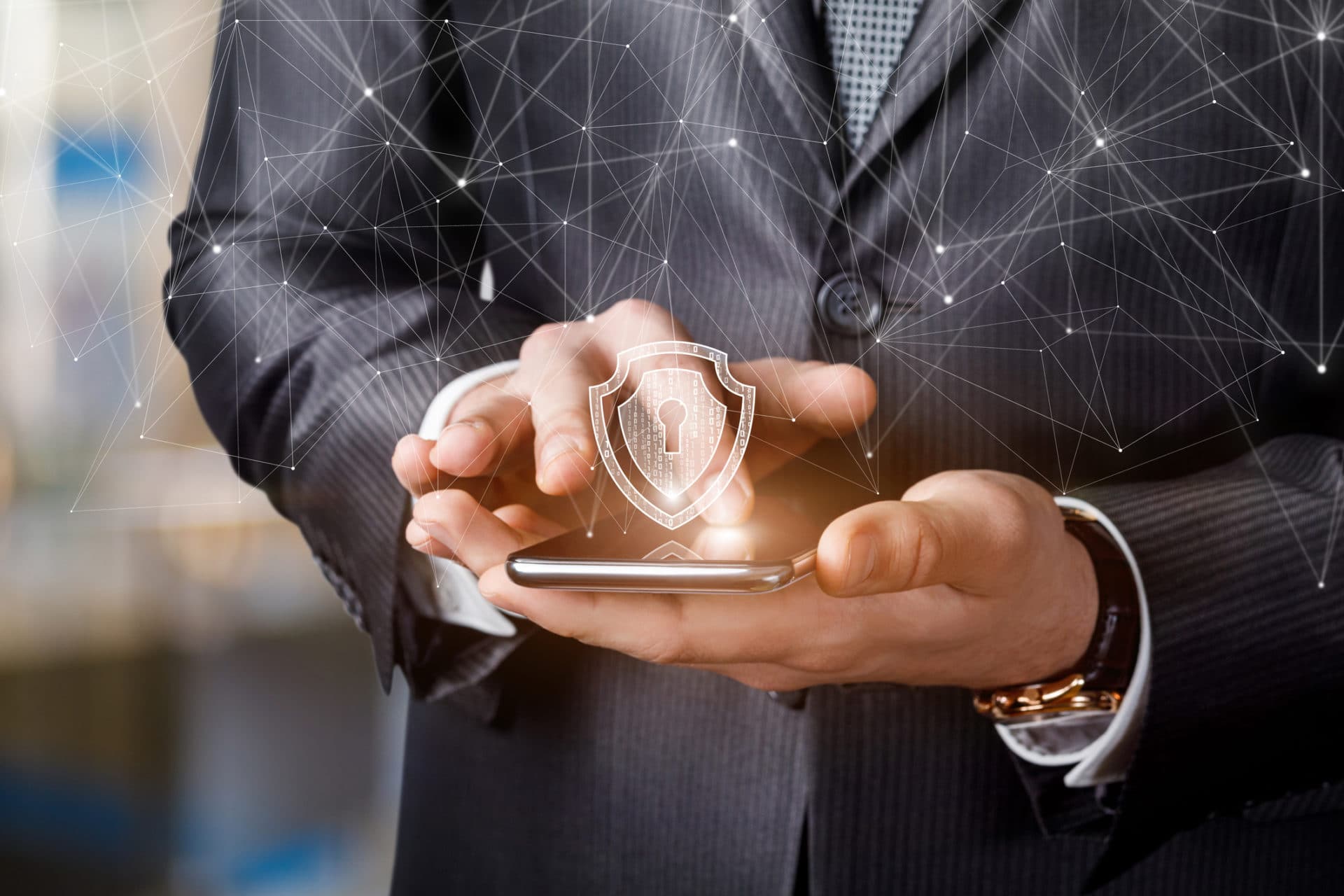 Businessman Working In Secure VPN